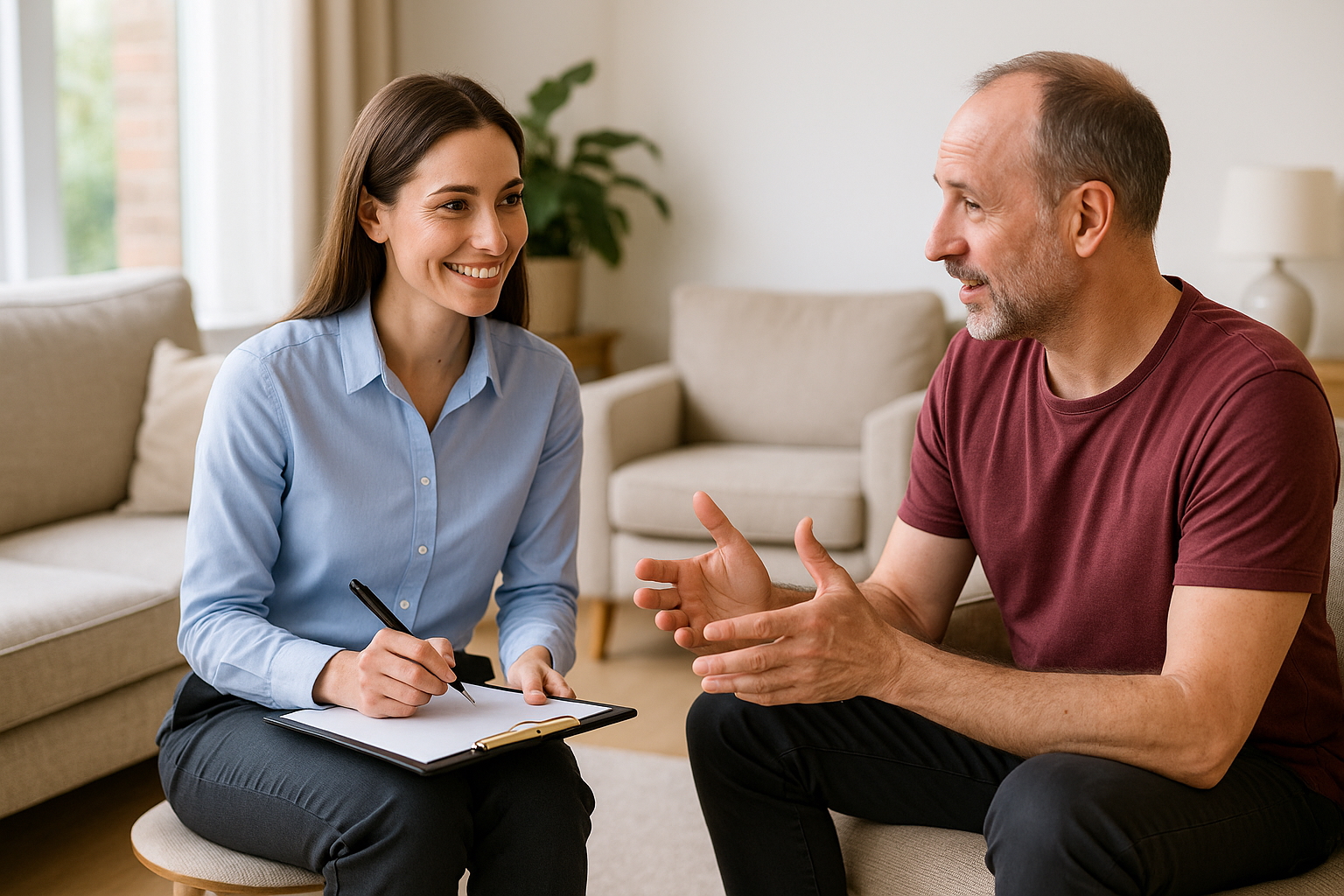 A therapeutic planning session between clinicians