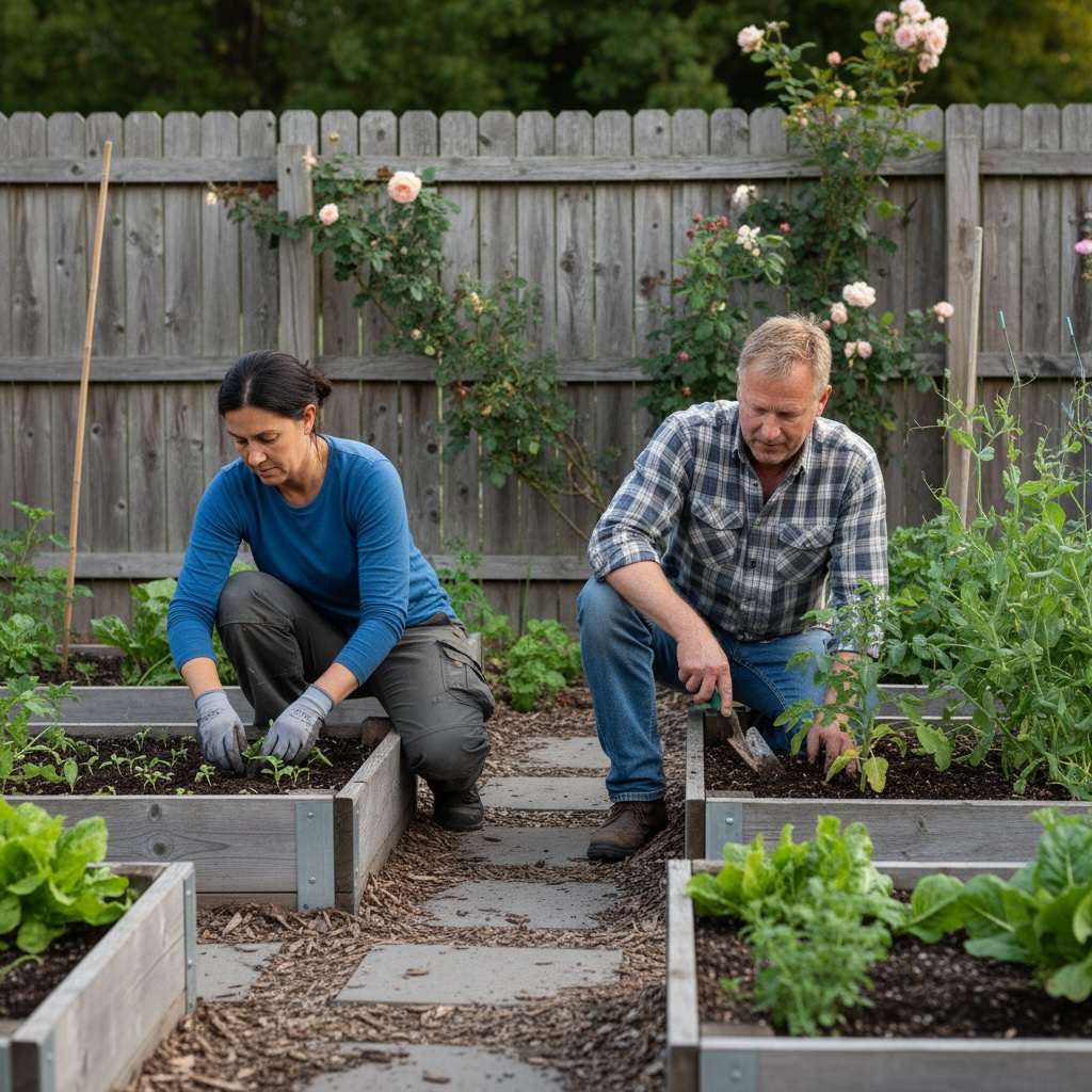 a resident is supported with gardening