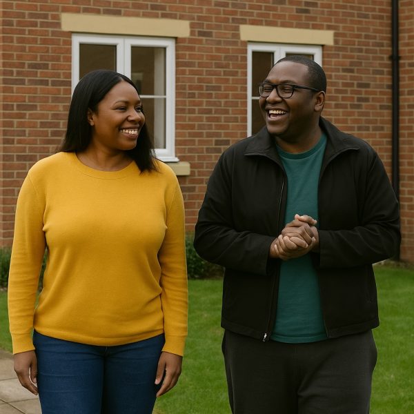 residents walking outside a mental health residential service