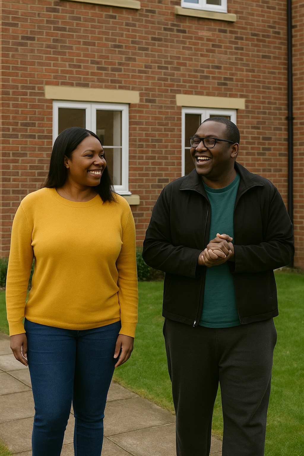 residents walking outside a mental health residential service